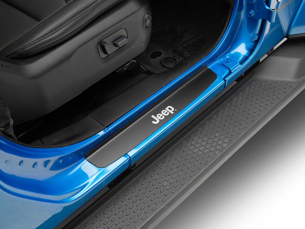 Jeep Licensed by RedRock Old Glory Door Entry Guards; Black (18-26 Jeep Wrangler JL 4-Door)