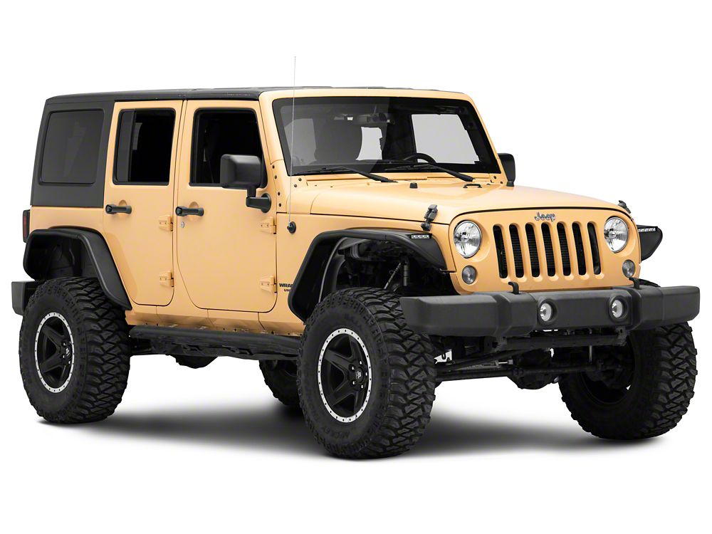 Jeep Licensed by RedRock Tubular Fender Flares with LED DRL and Jeep Logo; Front and Rear (07-18 Jeep Wrangler JK)