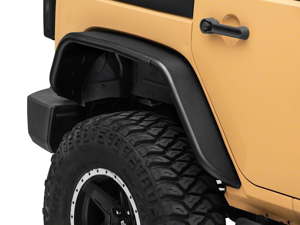 Jeep Licensed by RedRock Tubular Fender Flares with LED DRL and Jeep Logo; Front and Rear (07-18 Jeep Wrangler JK)
