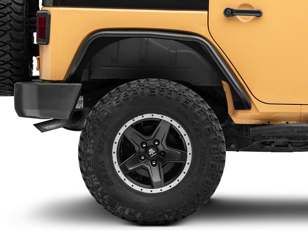 Jeep Licensed by RedRock Tubular Fender Flares with LED DRL and Jeep Logo; Front and Rear (07-18 Jeep Wrangler JK)