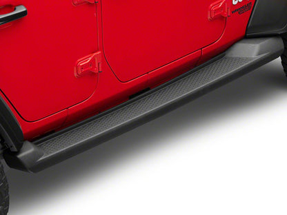 RedRock Molded ABS OE Style Side Step Bars and Fuel Filler Door Cover; Matte Black (18-26 Jeep Wrangler JL 4-Door)