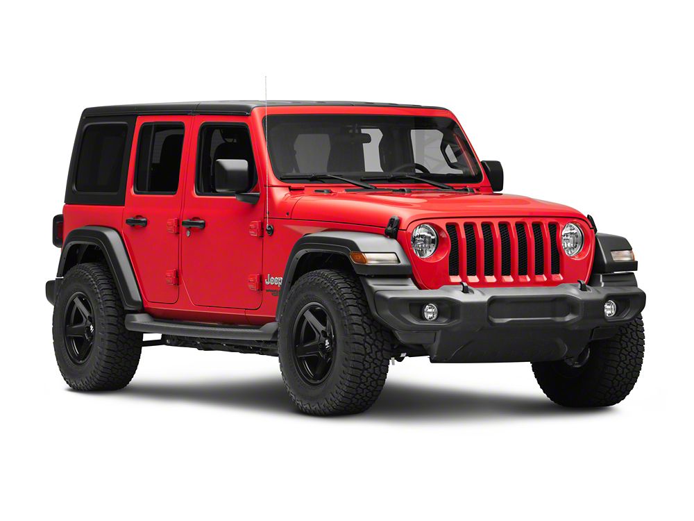RedRock Molded ABS OE Style Side Step Bars and Fuel Filler Door Cover; Matte Black (18-26 Jeep Wrangler JL 4-Door)