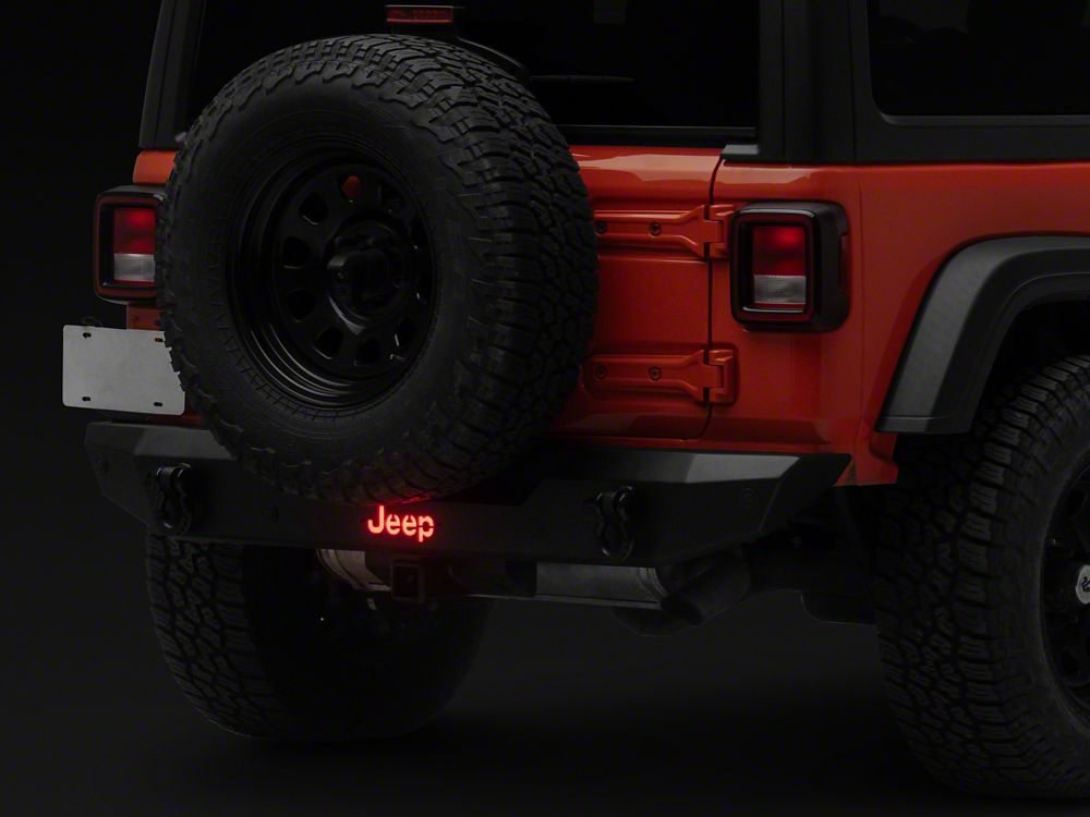 Jeep Licensed by RedRock HD Rear Bumper with LED Jeep Logo Backlight (18-26 Jeep Wrangler JL)
