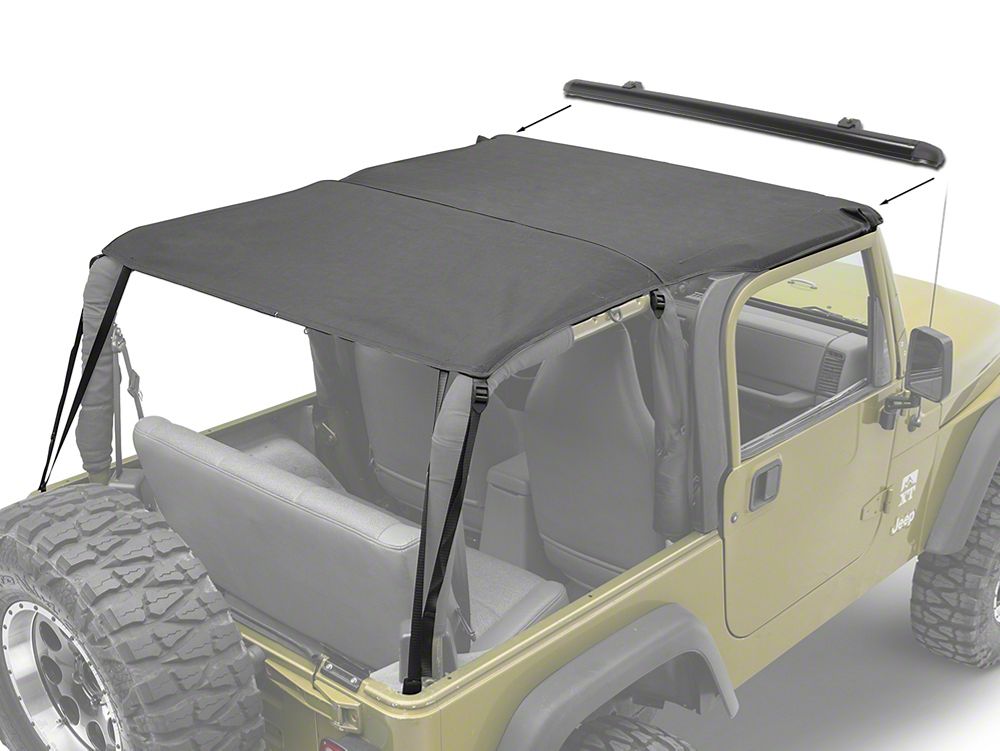 RedRock Extended Bikini Top with Header Panel; Black Diamond (97-06 Jeep Wrangler TJ, Excluding Unlimited)