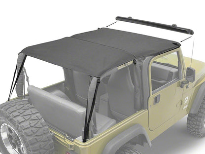 RedRock Extended Bikini Top with Header Panel; Black Diamond (97-06 Jeep Wrangler TJ, Excluding Unlimited)