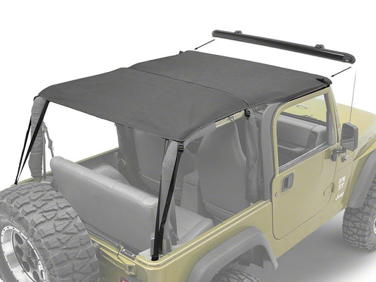 RedRock Extended Bikini Top with Header Panel; Black Diamond (97-06 Jeep Wrangler TJ, Excluding Unlimited)