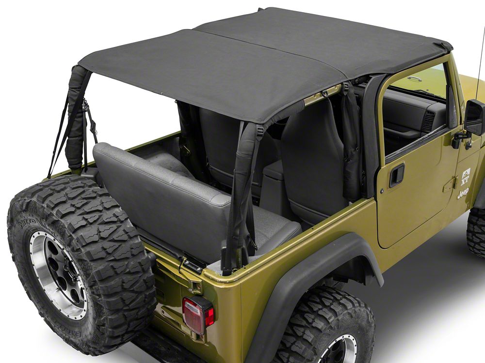 RedRock Extended Bikini Top with Header Panel; Black Diamond (97-06 Jeep Wrangler TJ, Excluding Unlimited)
