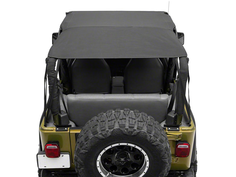 RedRock Extended Bikini Top with Header Panel; Black Diamond (97-06 Jeep Wrangler TJ, Excluding Unlimited)