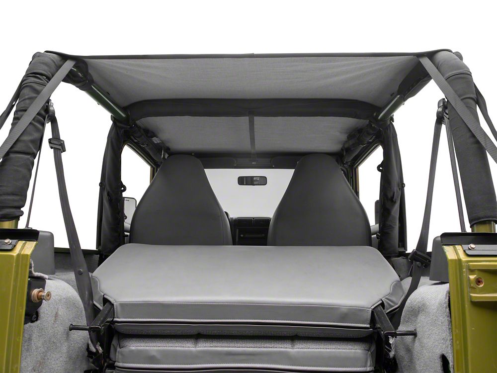 RedRock Extended Bikini Top with Header Panel; Black Diamond (97-06 Jeep Wrangler TJ, Excluding Unlimited)