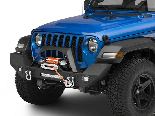 RedRock Max-HD Full Width Winch Front Bumper with Fog Lights and LED Light Bar (20-25 Jeep Gladiator JT)
