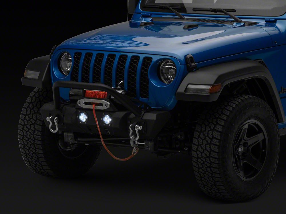 RedRock Stubby Winch Front Bumper with LED Fog Lights and Over-Rider Hoop (20-25 Jeep Gladiator JT)
