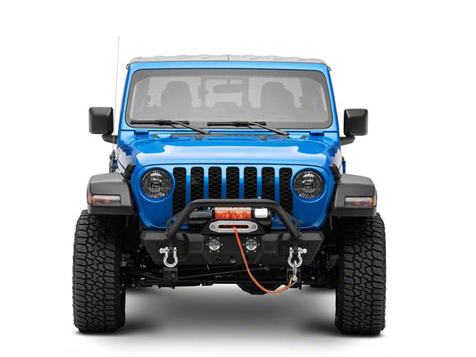 RedRock Stubby Winch Front Bumper with LED Fog Lights and Over-Rider Hoop (20-25 Jeep Gladiator JT)