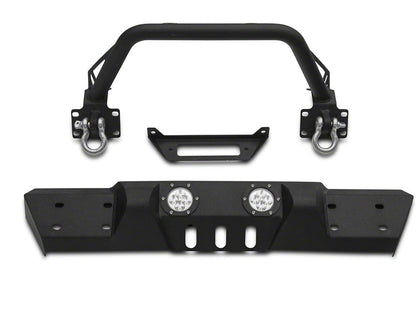 RedRock Stubby Winch Front Bumper with LED Fog Lights and Over-Rider Hoop (20-25 Jeep Gladiator JT)