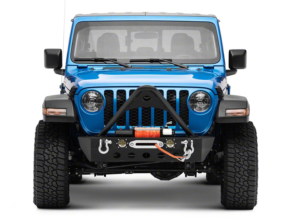 RedRock Stubby Winch Front Bumper with LED Lights and Stinger Bar (20-25 Jeep Gladiator JT)
