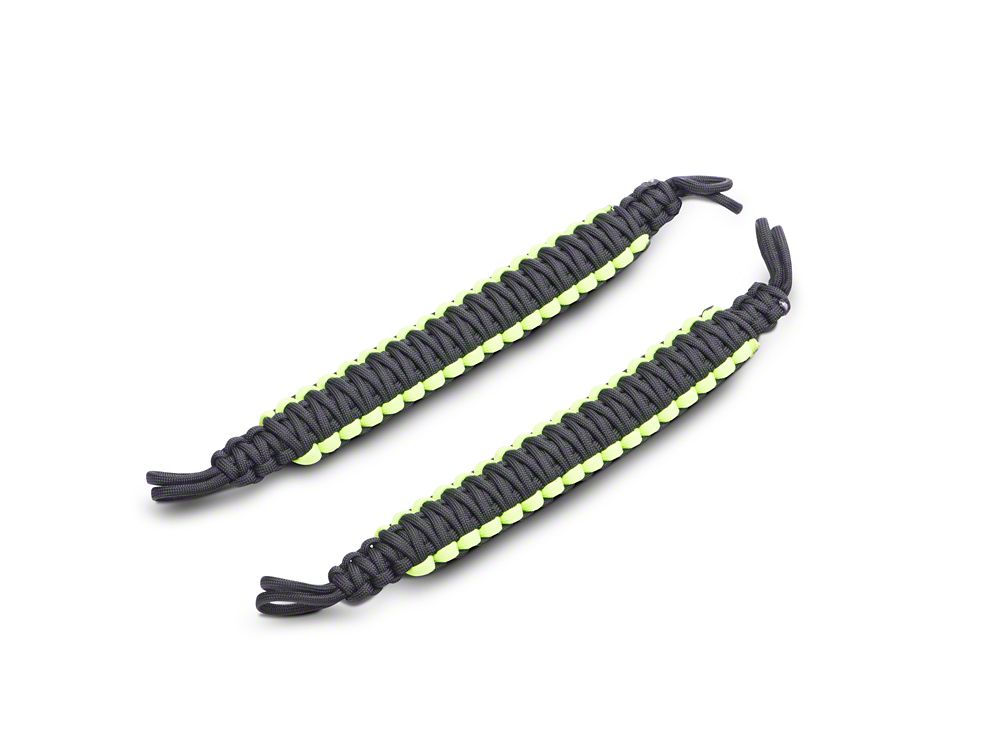 RedRock Rear Soundbar Paracord Grab Handles; Black and Neon Green (20-25 Jeep Gladiator JT)