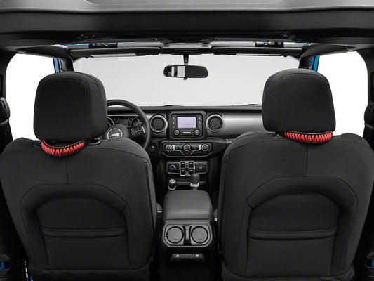 RedRock Headrest Paracord Grab Handles; Black and Red (20-25 Jeep Gladiator JT)