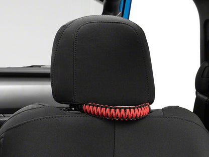 RedRock Headrest Paracord Grab Handles; Black and Red (20-25 Jeep Gladiator JT)