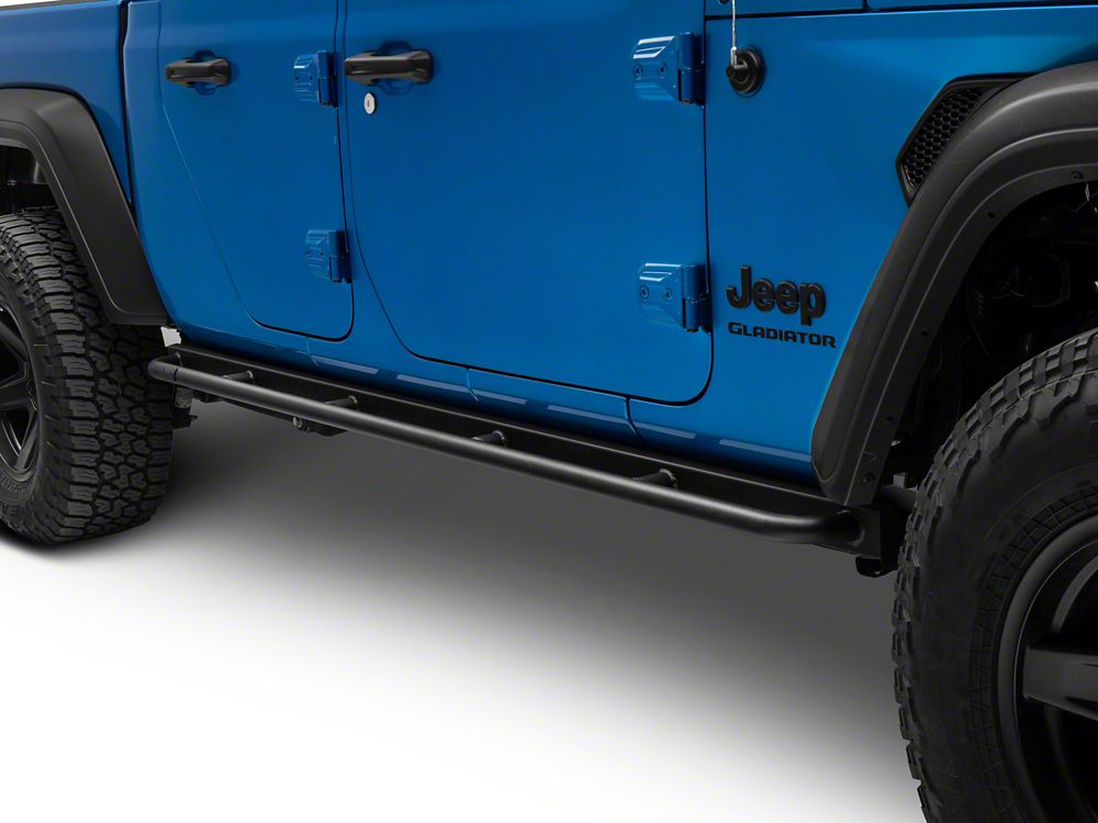 Jeep Licensed by RedRock Enhanced Rubi Rails with Jeep Logo; Textured Black (20-25 Jeep Gladiator JT)