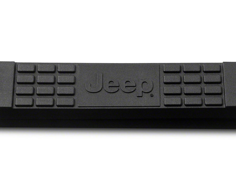 Jeep Licensed by RedRock 3-Inch Round Side Step Bars with Jeep Logo; Textured Black (20-25 Jeep Gladiator JT)