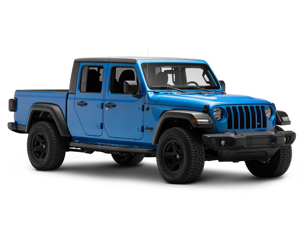 Jeep Licensed by RedRock 3-Inch Round Side Step Bars with Jeep Logo; Textured Black (20-25 Jeep Gladiator JT)