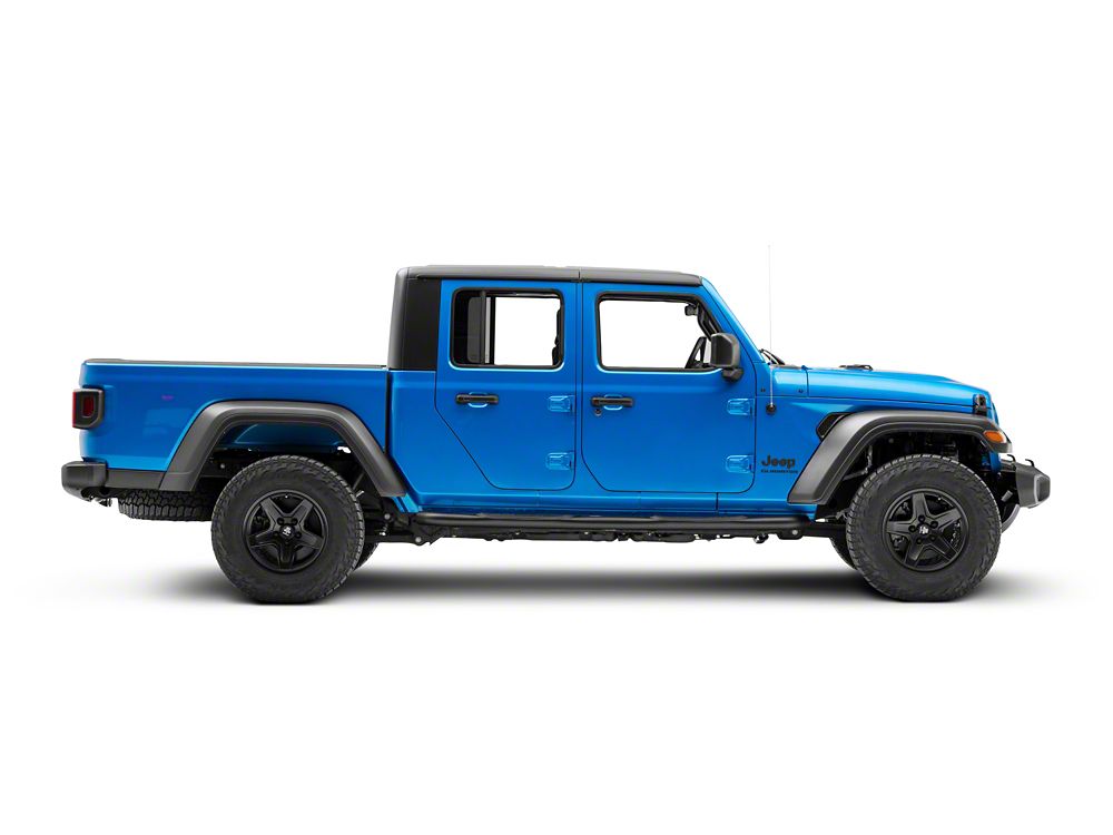 Jeep Licensed by RedRock 3-Inch Round Side Step Bars with Jeep Logo; Textured Black (20-25 Jeep Gladiator JT)