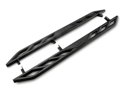 Jeep Licensed by RedRock Rock Sliders with Jeep Logo; Textured Black (20-25 Jeep Gladiator JT)
