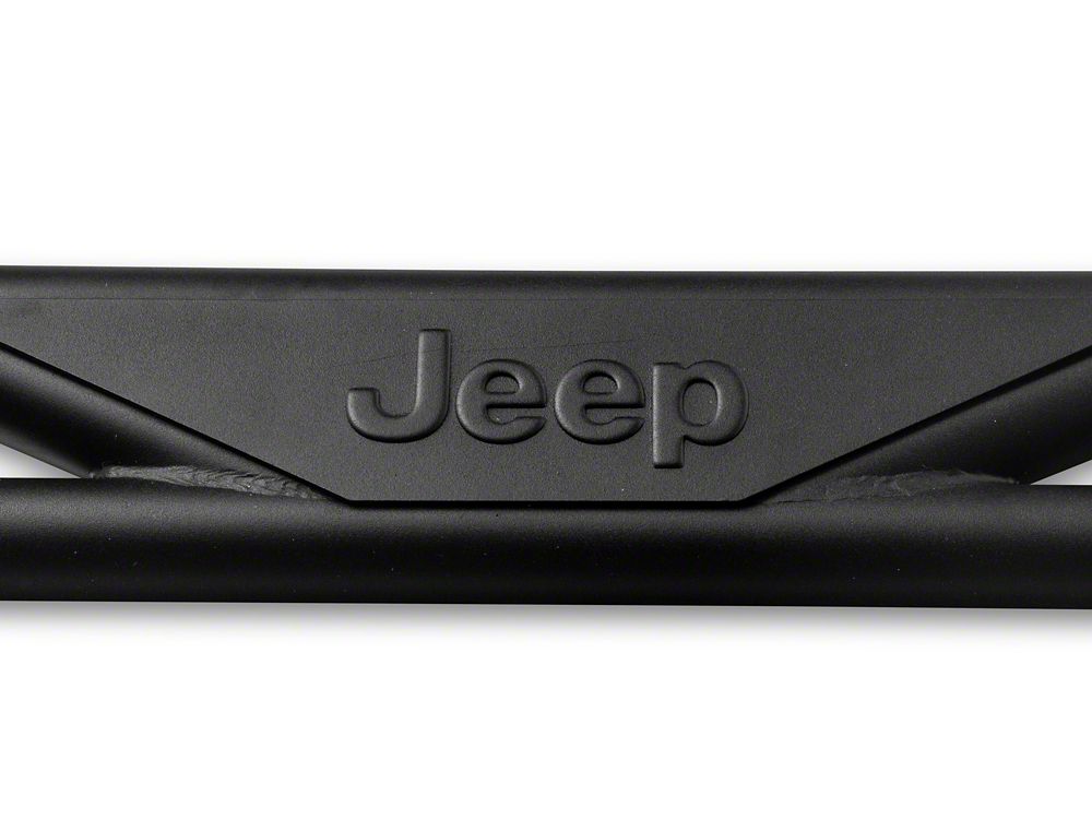 Jeep Licensed by RedRock Rock Sliders with Jeep Logo; Textured Black (20-25 Jeep Gladiator JT)