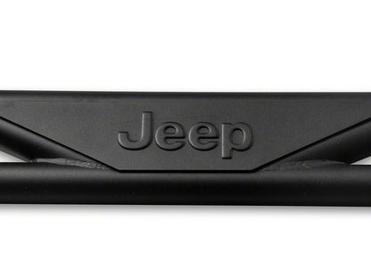 Jeep Licensed by RedRock Rock Sliders with Jeep Logo; Textured Black (20-25 Jeep Gladiator JT)
