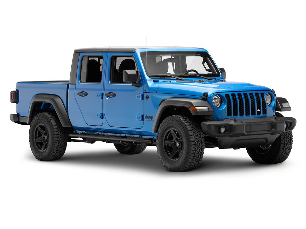 Jeep Licensed by RedRock Rock Sliders with Jeep Logo; Textured Black (20-25 Jeep Gladiator JT)