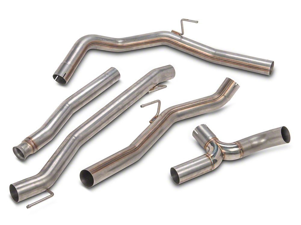 RedRock Dual Exhaust System with Polished Tips; Rear Exit (20-25 3.6L Jeep Gladiator JT)