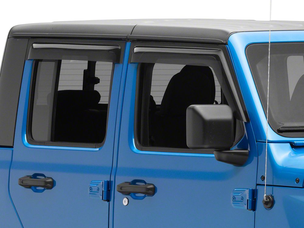 RedRock Tape-On Window Deflectors; Front and Rear; Smoked (20-25 Jeep Gladiator JT)