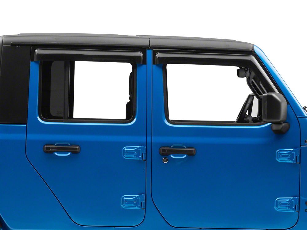 RedRock Tape-On Window Deflectors; Front and Rear; Smoked (20-25 Jeep Gladiator JT)