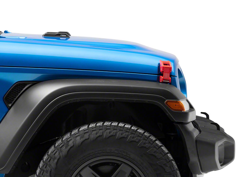 RedRock Old Glory Billet Hood Catch Kit; Red (20-25 Jeep Gladiator JT)