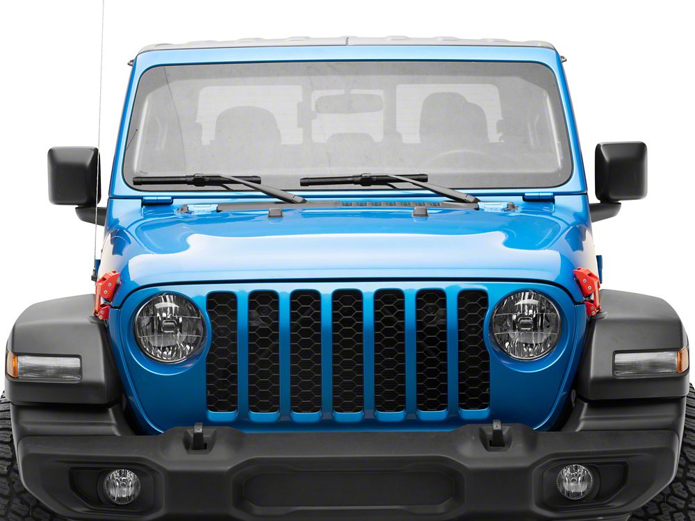 RedRock Old Glory Billet Hood Catch Kit; Red (20-25 Jeep Gladiator JT)