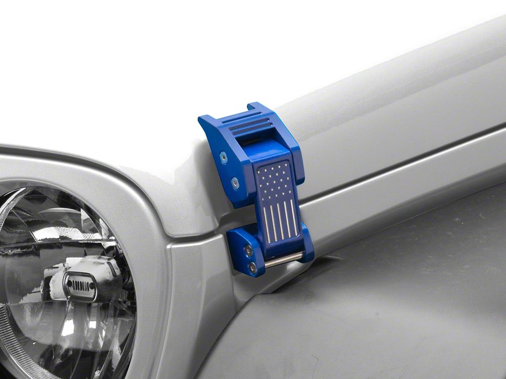 RedRock Old Glory Billet Hood Catch Kit; Blue (20-25 Jeep Gladiator JT)