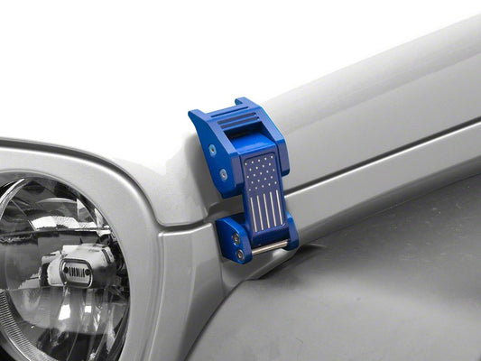 RedRock Old Glory Billet Hood Catch Kit; Blue (20-25 Jeep Gladiator JT)