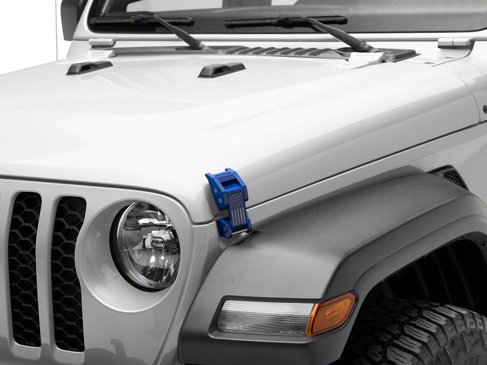 RedRock Old Glory Billet Hood Catch Kit; Blue (20-25 Jeep Gladiator JT)