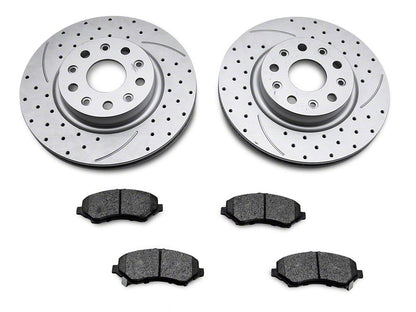 RedRock Cross-Drilled and Slotted Brake Rotor and Pad Kit; Front (20-22 Jeep Gladiator JT)