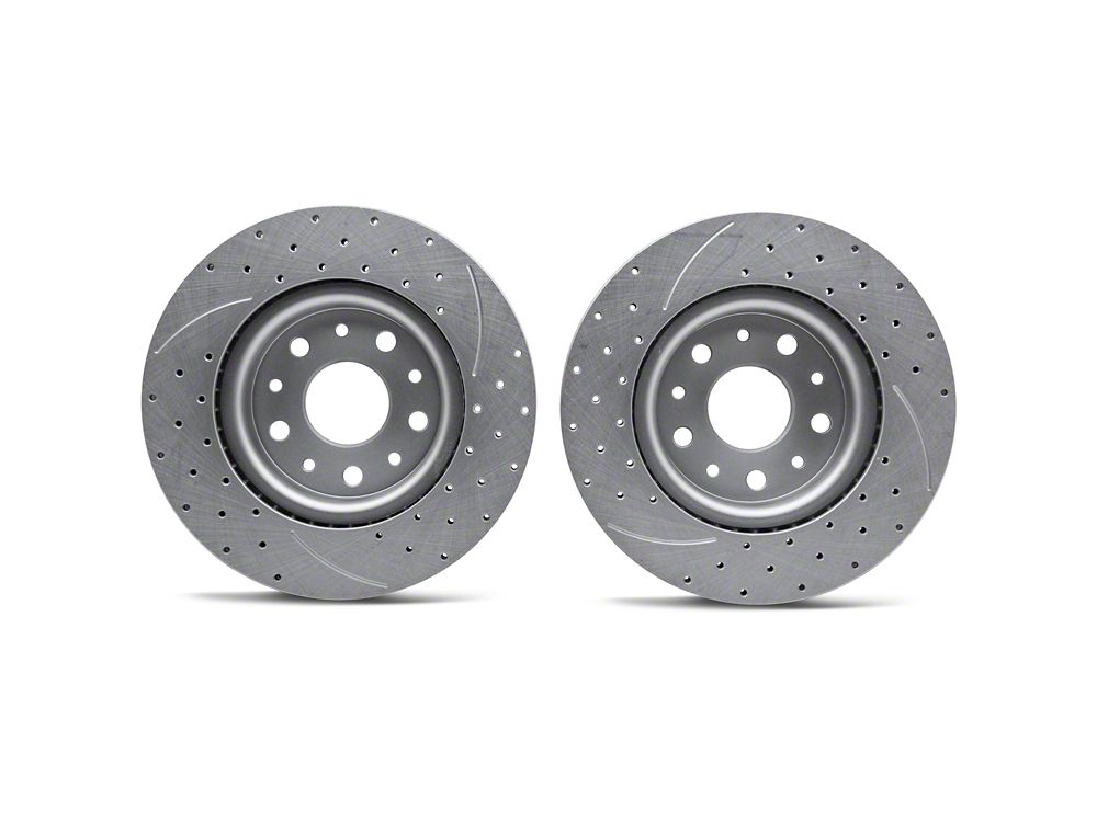 RedRock Cross-Drilled and Slotted Brake Rotor and Pad Kit; Front (20-22 Jeep Gladiator JT)