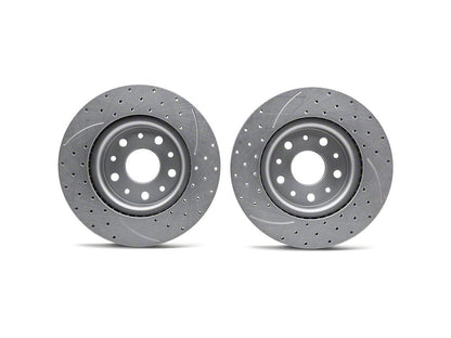 RedRock Cross-Drilled and Slotted Brake Rotor and Pad Kit; Front (20-22 Jeep Gladiator JT)