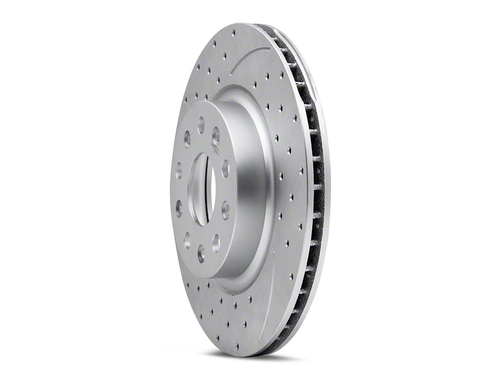 RedRock Cross-Drilled and Slotted Brake Rotor and Pad Kit; Front (20-22 Jeep Gladiator JT)