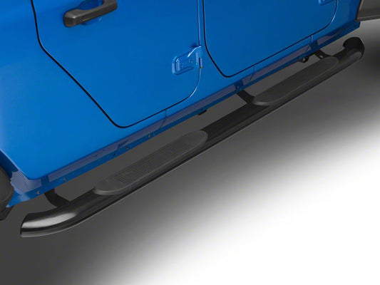 RedRock 4-Inch Oval Curved Side Step Bars; Semi-Gloss Black (20-25 Jeep Gladiator JT)