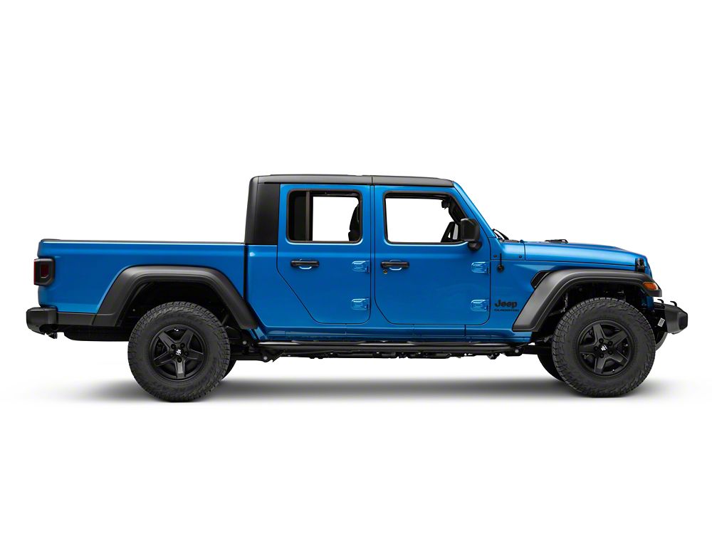RedRock 4-Inch Oval Curved Side Step Bars; Semi-Gloss Black (20-25 Jeep Gladiator JT)