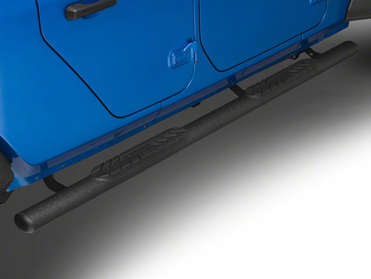 RedRock 4-Inch Oval Straight Side Step Bars; Textured Black (20-25 Jeep Gladiator JT)