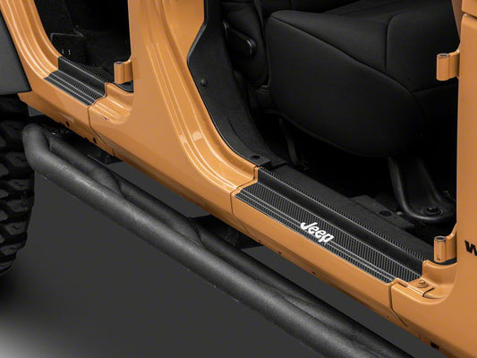 Jeep Licensed by RedRock Carbon Fiber Door Sill Decal; White (20-25 Jeep Gladiator JT)