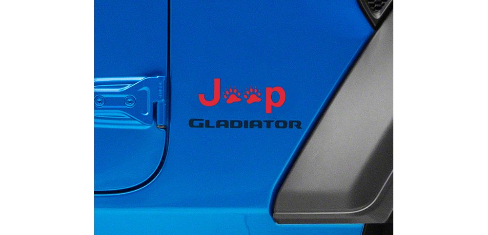 Jeep Licensed by RedRock Jeep Paw Side Logo; Red (20-25 Jeep Gladiator JT)