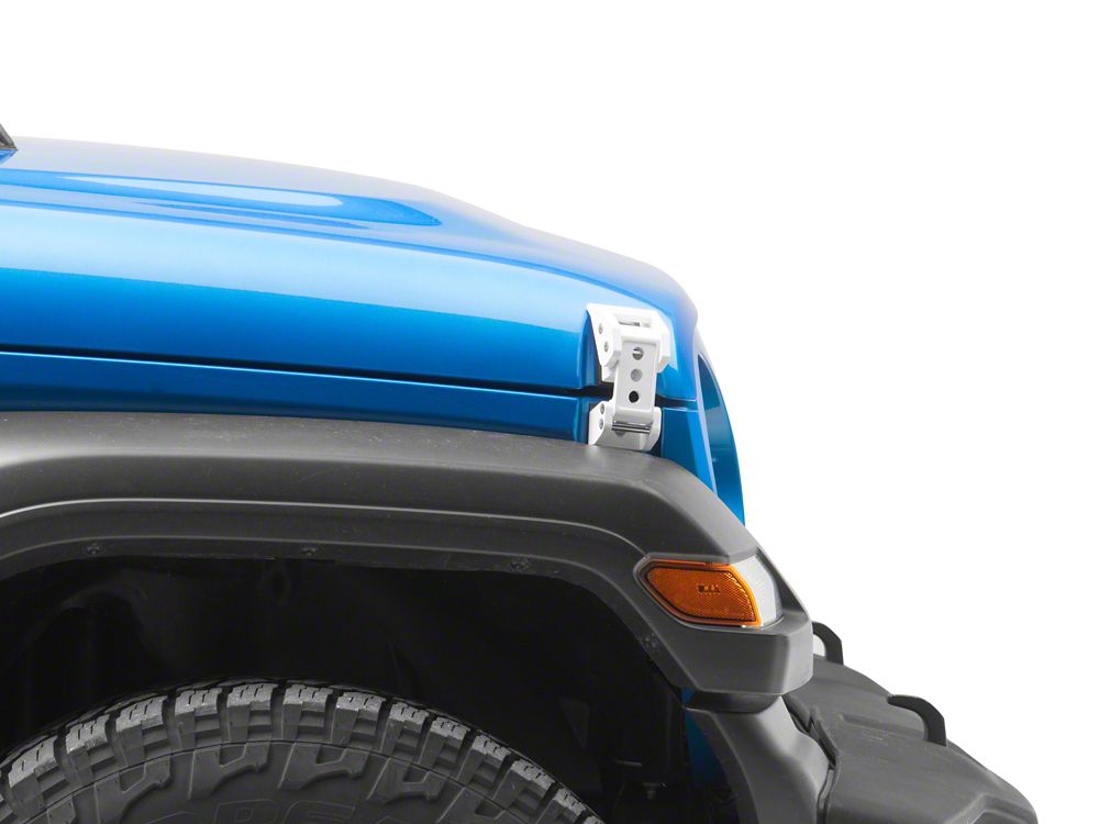 RedRock Billet Hood Catch Kit; White (20-25 Jeep Gladiator JT)