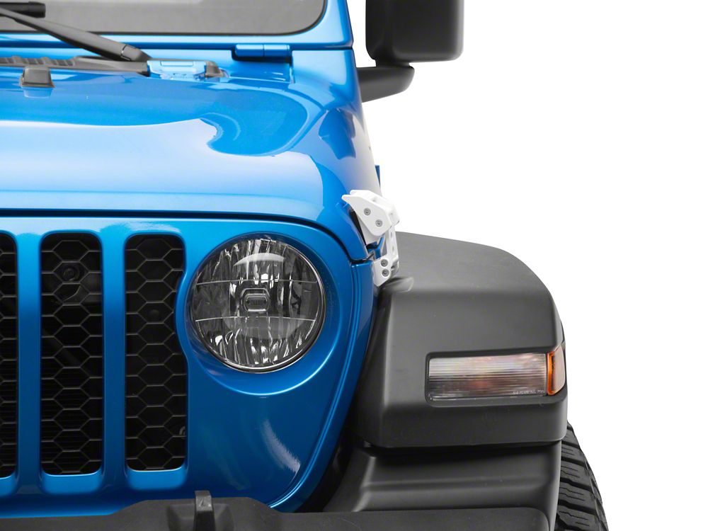 RedRock Billet Hood Catch Kit; White (20-25 Jeep Gladiator JT)