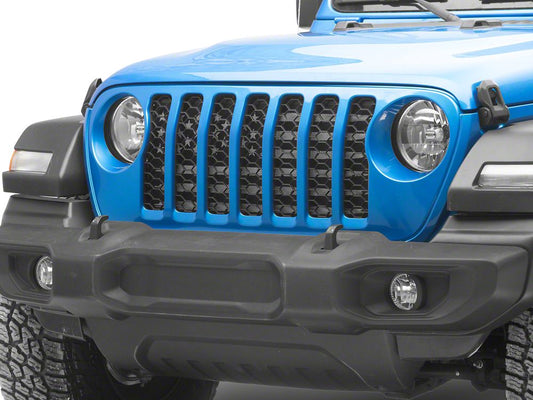 RedRock American Flag V2 Grille Insert; Black and White (20-25 Jeep Gladiator JT, Excluding Mojave)