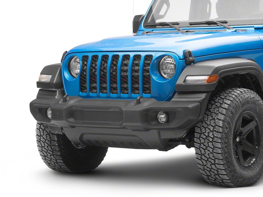 RedRock American Flag V2 Grille Insert; Red and White (20-25 Jeep Gladiator JT, Excluding Mojave)